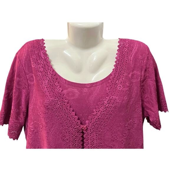 M Street Women's Fushia Front Button Closure Cutout Detail Layered Top Size L - Picture 6 of 10